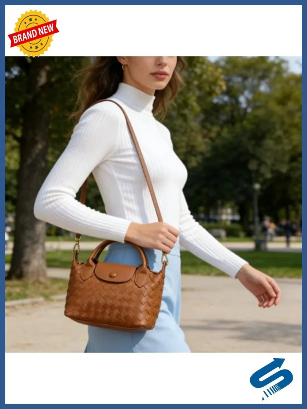 Small Vegan Leather Crossbody Bag Mini Woven Dumpling Handbag Top Handle